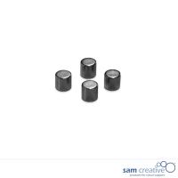 Glassboard cylinder magnets black (set 4 pcs)